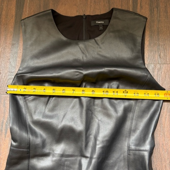 Theory Faux Leather Fitted Sheath Sleeveless Dress Size 2 - Picture 3 of 7